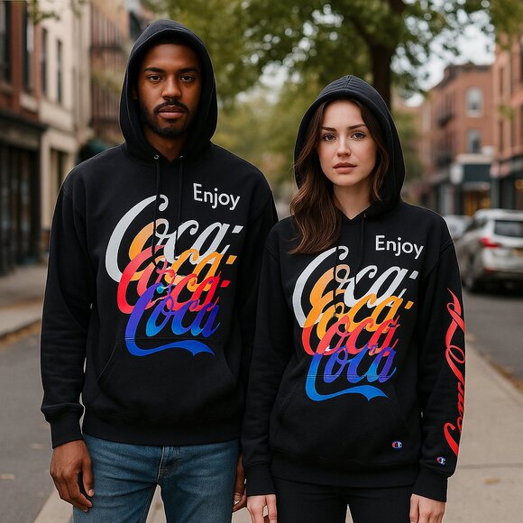 Champion and Coca Cola Collab Reverse Weave Graphic Hoodie NEW Unisex - Picture 1 of 16